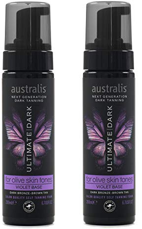 Australis Ultimate Dark Self Tanning Foam 200ml - Olive Skin Tones - Violet Base - Set of 2