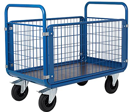 Chariot de manutention en Acier qualité Professionnelle 4 côtés grillagés Charge 500kg - 80 x 120 x 100cm PROVOST