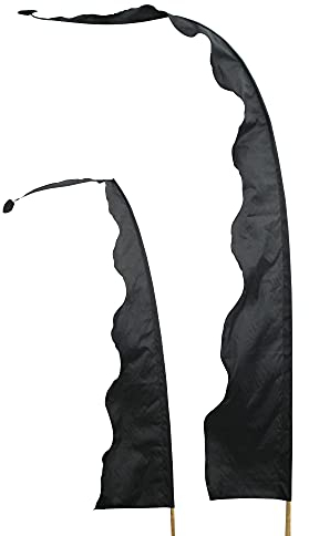 DEKOVALENZ - Balifahne WAVE, Stoff ohne Stange, versch. Farben+Längen, Fahnenlänge:3 Meter, Farbe:schwarz