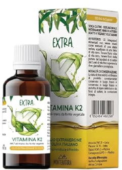 Montenatura® Extra K Vitamina K2 MK-7 Liquida in Gocce | Integratore Ossa. Alto Assorbimento in Olio Extravergine d' Oliva EVO Italiano | 100% Naturale, Vegetale, Vegano, Senza Glutine | 150 Dosi