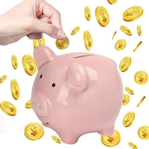 Salvadanaio in ceramica, moneta rosa, divertente regalo per ragazzi, ragazze, bambini e adulti