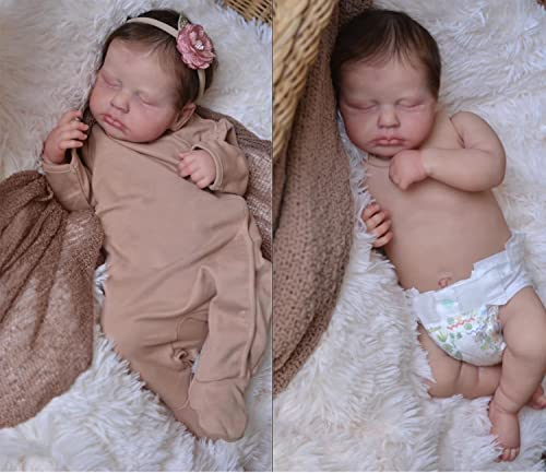 Zero Pam Reborn Puppe Mädchen Ganzkorp Silikon 20 Zoll Realistisch Neugeborene Babypuppen Augen Geschlossen Lebensecht Silikonbaby Mit Haaren Reborn Baby Vollsilikon