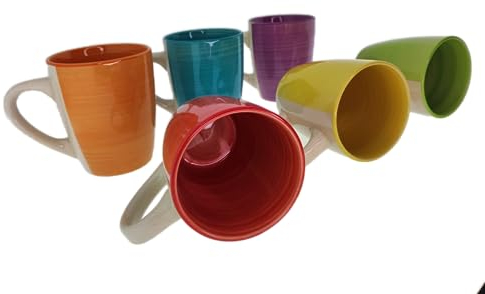 MC-Trend 6er Tassenset Becherset Keramikserie sortiert Ø 9cm Keramik 300 ml große moderne Tassen für Kaffee Tee Milch Heißgetränke Kaltgetränke Zeitlos Geschenk