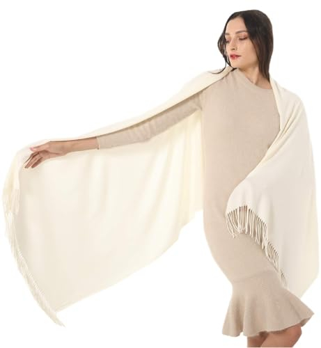AnWILL Schals & Tücher für Damen Schal Damen Beige Winter Winterschal Creme Damenschal Frauen Herbstschal Warm Langer Herbst Schaltuch Warme Deckenschal Stola Wärme XL XXL Beiger