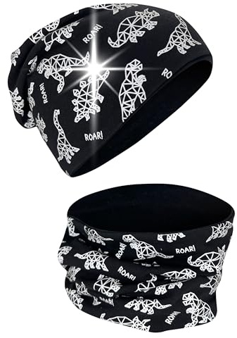 HECKBO gorro y braga cuello infantil 360° reflectante 95% algodón tejido elástico suave fácil de cuidar ideal para primavera otoño e invierno 48–54 cm