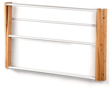 KESPER Asciugatrice pieghevole da parete in bambù e metallo/stendibiancheria