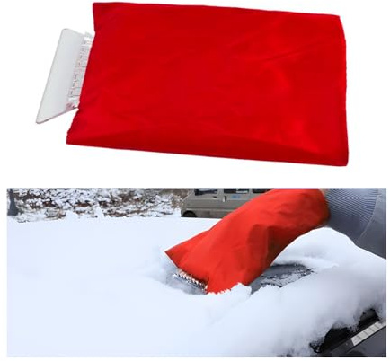 JNNJ Guanto Raschiaghiaccio, Raschietto Ghiaccio Guanto Universale, Raschietto Ghiaccio Guantos Protezione, Accogliente Raschietto Ghiaccio Guanto, Raschiaghiaccio Auto Guantos per Neve(Rosso)