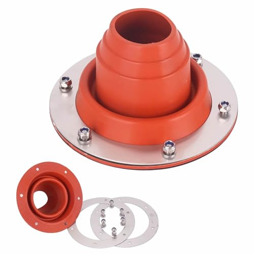 Inscrip Ugnsrör, tält, het tent stove jack av värmebeständig silikon och metallbas, tent rörmanschett, takutlopp för campingkök, tältspis, 45–85 mm (röd)