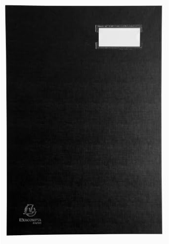 Exacompta - Ref. 57021E - kartong med 8 styrskärmar - bälgsrygg på canvas - etiketthållare - laminerat omslag - 20 rosa kortfack med 3 perforeringar - 24 x 35 cm - svart