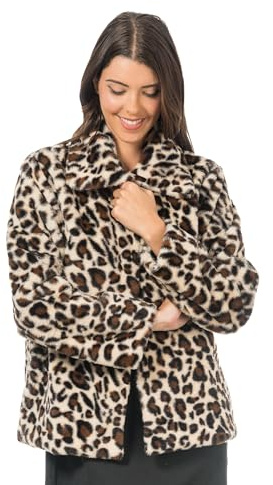 Chaks - Veste à l'aspect fourrure pour adultes, veste courte en peluche avec motif léopard, pour le carnaval, les festivals, les soirées déguisées