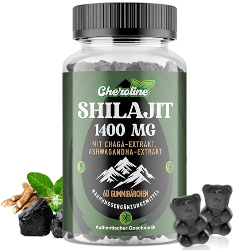 Shilajit 3-i-1 från Himalaya 1400 mg per Portion, med Chaga- och Ashwagandhaextrakt, Rik på Spårämnen och Fulvosyra, Naturlig, Vegansk och Sockerfri (60 Count (Pack of 1))