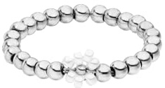 Purelei® Anillo elástico con flores – Anillo con cuentas de vidrio blanco y bolas de metal de acero inoxidable – Tamaños S/M y M/L – Acero inoxidable en oro, plata o oro rosa – Anxiety - Fidget, M-L