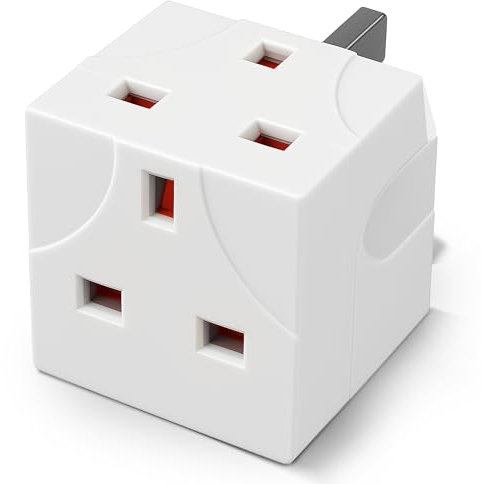 Desiretech 2 Way Adaptor – 1 Pack - UK Double Plug Adapter with 13A Fuse – Compact Multi Plug Socket for Home & Office – Dual Extension Plug for Appliances, TV, PC, Kitchen & Lighting – White