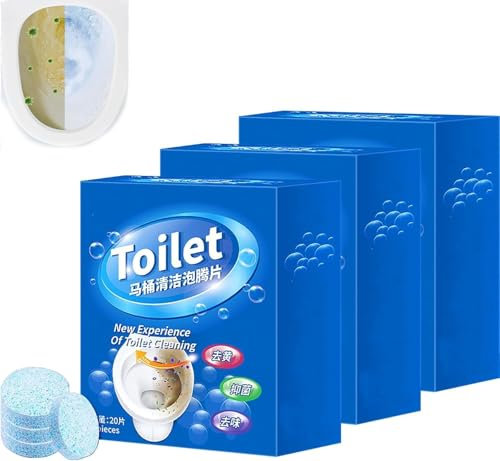 Pastiglie detergenti per WC con candeggina automatica, deodorante e decalcificante a rilascio lento, potente detergente per serbatoio del bagno, rimuove e previene le macchie (3)