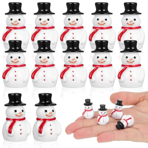 Housoutil Miniature Christmas Snowman, 20pcs Resin Snowman Figurines, Tiny Snowmen for Diy Crafts, Micro Landscape Decor, Birthday Party Supplies