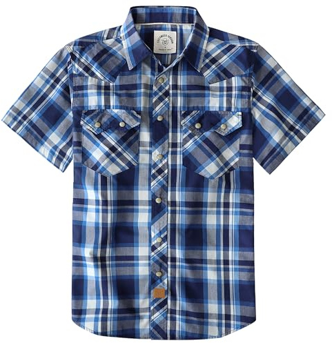 Dubinik® Pearl Snap Western-tröjor för män kortärmad cowboy rutiga skjortor för män vardaglig skjorta med 2 fickor vintage