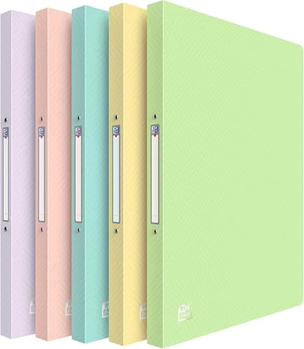 Oxford Urban Ringbuch-Ordner A4, aus Kunststoff, 2cm Rückenbreite (Ringbuch 2 Ringe, Pastell sortiert, 5er Pack)