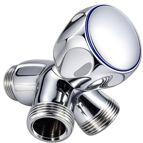 Grifo Lavadora y Lavajillas Doble Salida Independiente Valvula de Escuadra 1/2 x 3/4 x 3/4 de Laton Cromado Llave de Paso Compacta para Cocina Lavadero Cuarto de Servicio Hogar y Obra