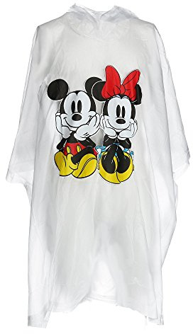 Disney Youth Mickey Minnie Sitting Family Rain Poncho Raincoat Keep Dry Clear