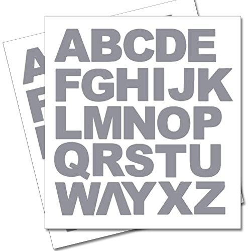 2 x Set of Full Alphabet Big Silver Letters - Removable Self Adhesive Waterproof Durable Vinyl Stickers - Cut to the sticker Shape - size 50mm