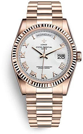 Orologi Da Polso,Orologio Settimanale Da Uomo Alla Moda, Oro Rosa Bianco