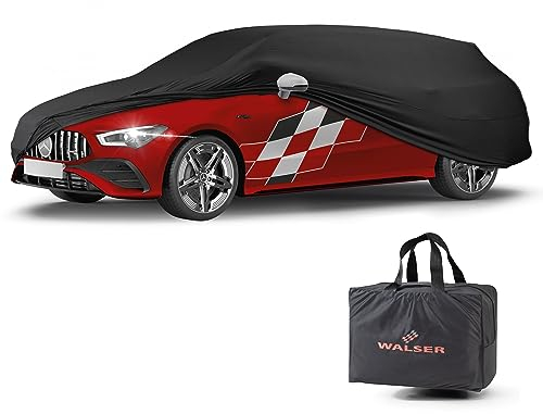 WALSER Premium Abdeckung Auto Indoor Stretch Plus Qualitätssieger Sehr Gut* Autoabdeckung Winter Autogarage Abdeckung Autoplane Winter Autogarage Abdeckung Winter Abdeckplane Kombi Größe 5 schwarz