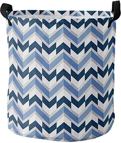 Cestos De Lavandería Blue Waves Geometría Azul Marino Ropa Sucia Cestas Grande Cesto Para Lavandería Portátil Cesto Para Ropa Sucia Para Lavadero Familiar Juguetes,40X50Cm