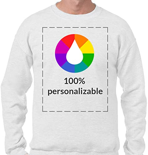 Sudadera Jersey Personalizable · con Tus Fotos y Textos · A Todo Color Serigrafía (Blanco, M)