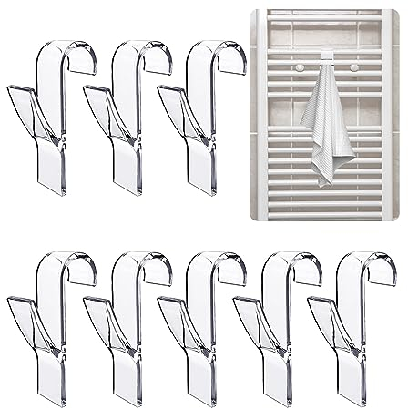 Wekuw 8 Pièces Serviette Salle de Bain Seche pour Radiateurs, Crochet Salle de Bain,Crochet Serviette, pour Tous les Radiateurs Standards (Transparent)