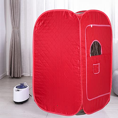 Sauna a vapore per casa, mini sauna, sauna a vapore, portatile, sauna a vapore, sauna a vapore, sauna a casa, bagno di vapore con telecomando (rosso, 80 x 80 x 135 cm)