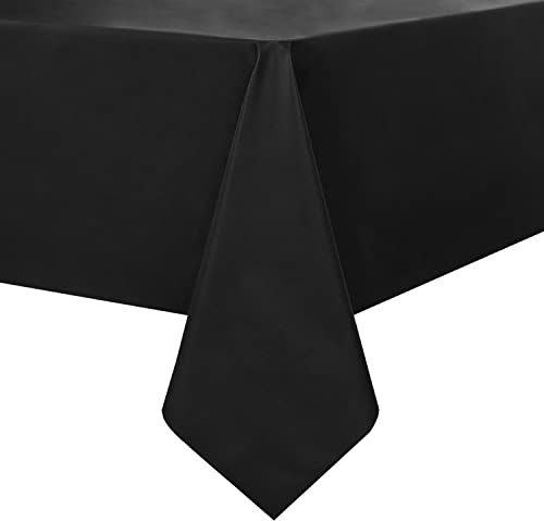 Romanstile Stain Resistant Tablecloth 240 x 140 cm Outdoor Black PVC Tablecloths 8-10 Places Plastic Waterproof for Wedding, Birthday, Party, Hotel, Bar, Dining Table, Garden Table
