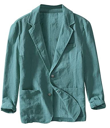Herr linne blazer jacka, lätt vardaglig kostymjacka, enkelknäppt sommar blazer, andningsbar bomull linne rock, herr avslappnad passform strand kavaj, avslappnad lätt sportrock