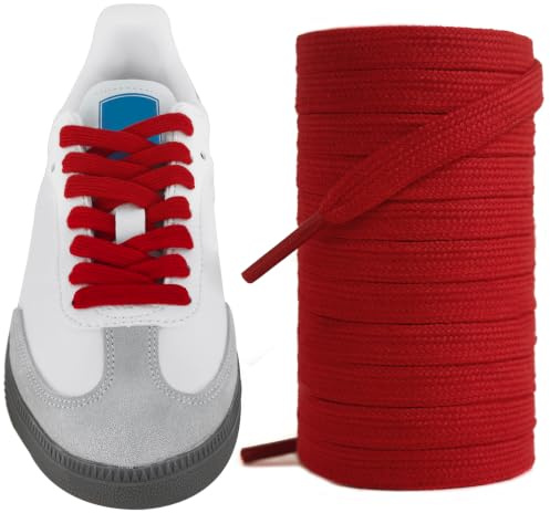 UamGlsob 8 mm (5/16) bomullsskosnören för Adidas Samba-sneakers, ersättningsskosnören för fotbollsskor, Röd, 54/140cm