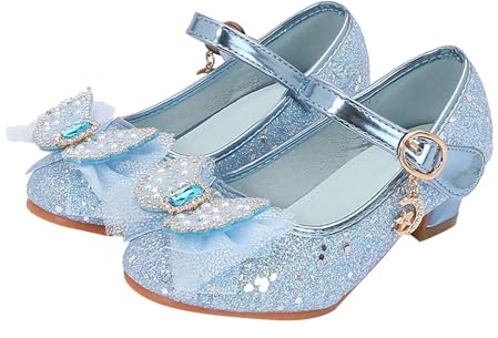 Scarpe Eleganti per Ragazze Sandali da Bambina Scarpe Tacchi Bambina Scarpe Ragazze Vernice Scarpe Bambina Cerimonia Scarpe Ragazza per Cerimonia Festa Scarpette Danza Bambina (Blue, 37)