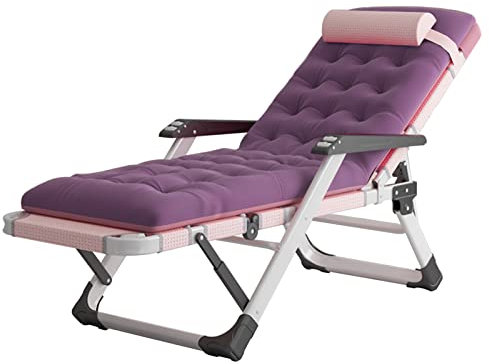 Silla reclinable de sauna para ancianos con cojín, tumbona de jardín extra ancha para sala de estar y balcón, tumbona púrpura con capacidad de peso de 150 kg