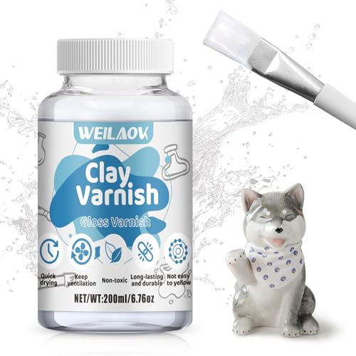 WEILAOK 200ml Clay Glaze for Air Drying Clay, Air Dry Clay Glaze, Clear Varnish for Craft, Acrylic Varnish for Sealing, Waterproofing, Gloss Glazing