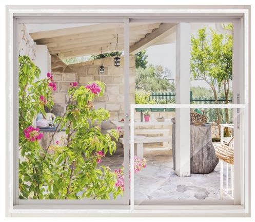 MYCARBON Store Moustiquaire Fenêtre 80x100cm Sans Perçage Auto Agrippante Maille Fine Toile Moustiquaire Adhésive Rideau Fenêtre Filet Anti Moustique Anti Insectes, 1 Pièce, Blanc