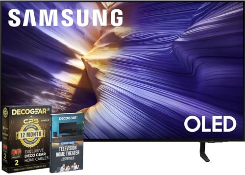 Samsung 42 inch OLED 4K S90F Smart TV (2025) Vision AI, OLED HDR+, Glare-Free Bundle with CPS Exclusive 1-Year Protection & Deco Gear Complete Home Theater Beginner's Guidebook