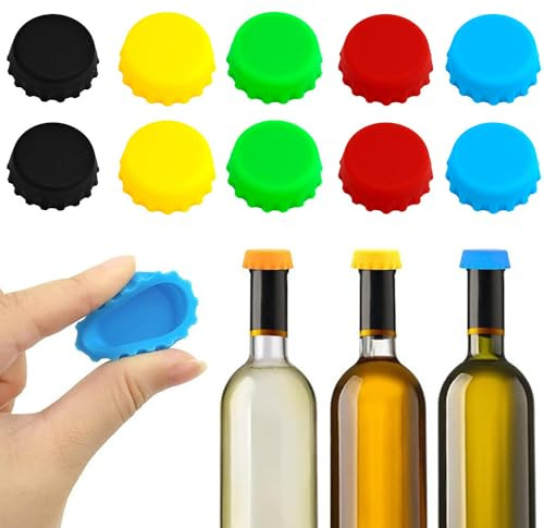 Quesuc 10 Pcstappo Colorato Della Bottiglia Del Silicone, Tappo Riutilizzabile Della Bottiglia Del Silicone, Utilizzato Per Sigillare I Tappi Della Bottiglia Di Vetro Della Birra E Del Succo (5 Colori