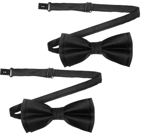 Eldraqth Black Bow Ties for Men, 2-Pack Solid Color Pre-Tied Bow Tie Adjustable Men's Bowtie for Weddings, Tuxedo, Formal Events, Business and Daily Wear