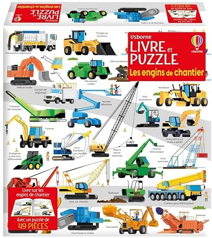 Les engins de chantier - Coffret livre et puzzle