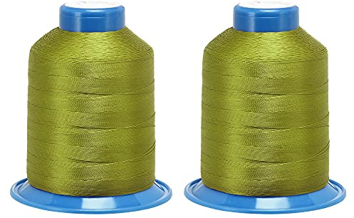 sourcing map Nähgarne aus gebundenem Polyester, extra stark, 1300 m, 210D/0,32 mm, UV-beständiges Garn für Hand- und Maschinennähen, Olivgrün, 2 Stück