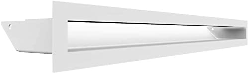 KRATKI Lüftungsgitter Luft | Warmluftgitter 6 x 60 cm | Weiß | Abluftgitter für Kamin Belüftung | Lufteinlass in einem Winkel von 45 Grad | überhitzungbeständig | Ideal für Moderne Innenräumen