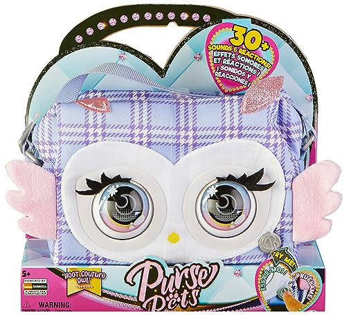 Purse Pets - Bolso Mascota Interactiva - Buho Peluche - Bolso Niña Y Mascota Interactiva Búho con Más De 30 Sonidos Y Reacciones - 6064118 - Juguetes Niña 5 Años +