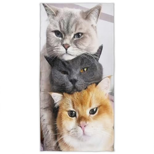 Violetpos badhandduk 3 katter 70 cm x 140 cm strandhandduk