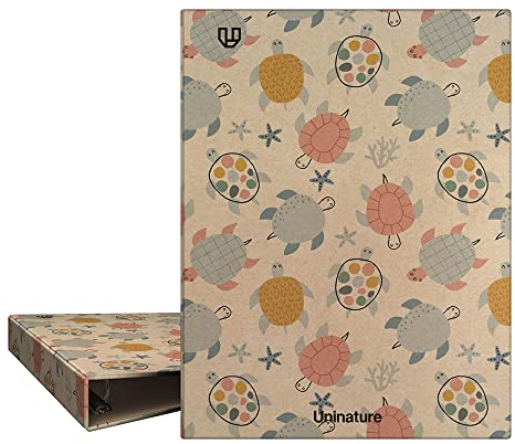 Unipapel Ringbuch A5, umweltfreundlich, 100% recyceltes Papier, 4 Ringe, 20 mm, rund, Uninature Design, Schildkröten, FSC-recycelt, 100%