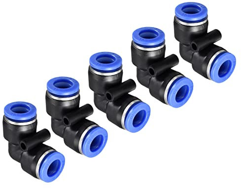 M METERXITY 5 Paquete Codo Empuje para Conectar Tubo Montaje - Neumático Aire Empuje Rápido Conectar, Aplicar a Tubería Conexión (10mm OD, Azul)