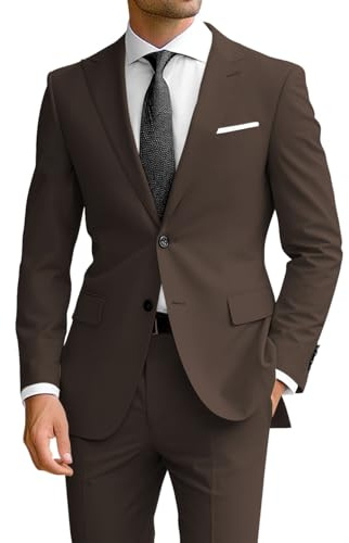 Wangyue 2 Piece Slim Fit Suit for Men Coffee Suits for Men Wedding Suit Men Suits Prom Suit Tuxedo Suit for Dinner Party