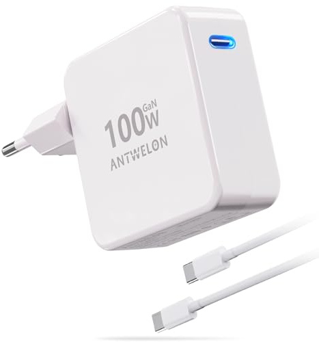 ANTWELON 100W USB C Ladegerät GAN Netzteil für MacBook Pro 16 15 14 Zoll, MacBook Air, iPad Pro, Galaxy S23 S22, Dell XPS, HP, Lenovo, Laptop, Tablet, Handy und mehr