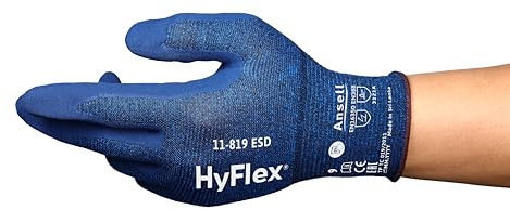 Ansell HyFlex 11-819 Gants de Travail Professionnels, Protection Risques Mécaniques Industriels, Bricolage, Jardinage, Manutention, Montage, Homme Femme, Bleu, Taille XL (1 Paire)